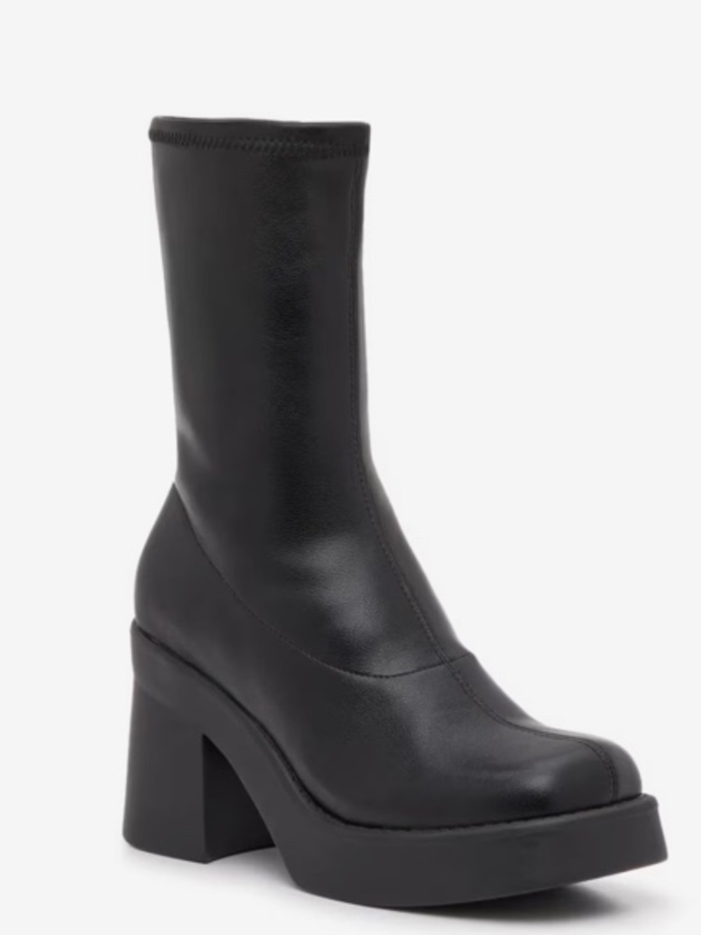 Steve Madden Fantsie Leather Boot Women’s 8.5 Platform Zip Block Heel Shoe Y2K